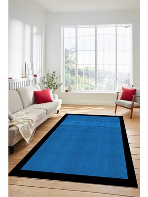 Evdeya Dijital Baskılı Kaymaz Yıkanabilir Jüt-Hasır Tasarım Mutfak Yolluk Salon Halısı, Jüt-06-Mavi,
