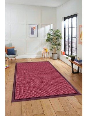 Evdeya Dijital Baskılı Kaymaz Yıkanabilir Jüt-Hasır Desen Mutfak Yolluk Salon Halısı, Jüt-03-Kırmızı,