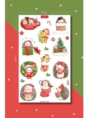 Burak Baskı Tasarım Ormanda Yılbaşı Temalı Sticker Seti Ajanda-Planlayıcı-Bullet Journal-Scrapbook-Christmas