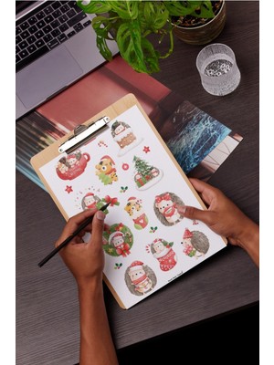 Burak Baskı Tasarım Ormanda Yılbaşı Temalı Sticker Seti Ajanda-Planlayıcı-Bullet Journal-Scrapbook-Christmas