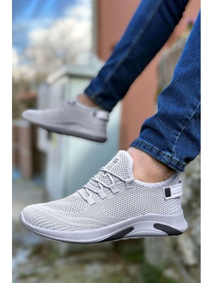 Big King Erkek Spor Ayakkabı Gri Örme Triko Malzeme ile Hafif ve Rahat Tasarım