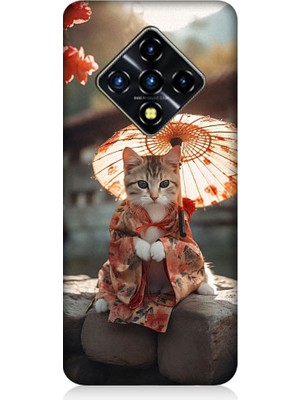 Teknomeg Infinix Zero 8 Uyumlu Geyşa Kıyafetli Kedi Desenli Silikon Kılıf