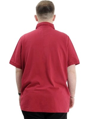 Superxl Battal Beden Erkek Tshirt Polo Yaka Cepli Klasik Pike 20552 Bordo