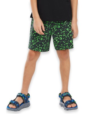 Skechers Lightweight Fleece Two Yarn B 5 Inch Short Büyük Erkek Çocuk Siyah Şort Sk241118-001