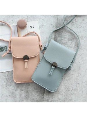 Qiuming Shop Açık Mavi 2 Tarzı Yeni Yaz Kadın Açık Cep Cüzdan Crossbody Çanta Kalp Şeklinde Dekoratif Cep Telefonu Ekran Dokunmatik Günlük (Yurt Dışından)