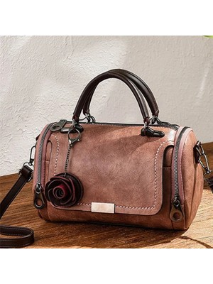 Qiuming Shop B Koyu Pembe Tarzı Women's Handbag Vintage Belt Bear Big Tote Female Shoulder Bag Messenger Casual Bag Luxury Leather Crossbody Bags Ladies (Yurt Dışından)