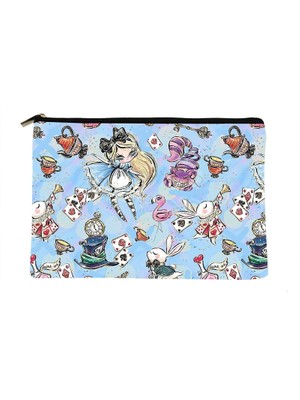 Qiuming Shop HZ891 Stili Kadın Alice Wonderland Baskılı Makyaj Çantası Moda Kadın Kozmetik Organizatör Çantası Seyahat Için Renkli Bayan Çantası Için Saklama Çantası (Yurt Dışından)