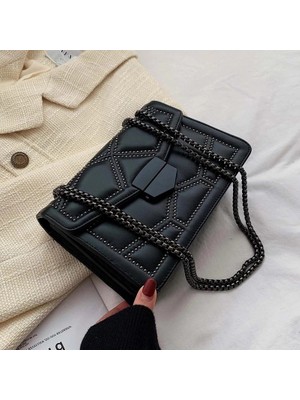 Qiuming Shop Şaraplı Stil 23,5X9,5X16,5 cm Wome Kadın Omuz Messenger Çanta Bayan Lüks Çanta ve Çantalar Lüks Tasarımcı Için Perçin Zincir Küçük Crossbody Çanta (Yurt Dışından)