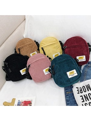 Qiuming Shop Sarı Stil Kadın Mini Kanvas Omuz Çantası Küçük Kadife Kumaş Messenger Çanta Tuşları Için Telefon Pembe Crossbody Çanta Kızlar Için Sevimli Fermuar Çanta (Yurt Dışından)