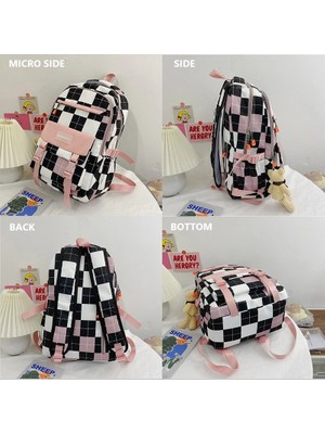 Qiuming Shop Siyah Stil Sadece-Çanta Sevimli Kadınlar Büyük Kapasiteli Sırt Çantası Su Geçirmez Naylon Kadın Schoolbag Kolej Bayan Dizüstü Sırt Çantaları Kawaii Kız Seyahat Kitap Çantaları (Yurt Dışından)