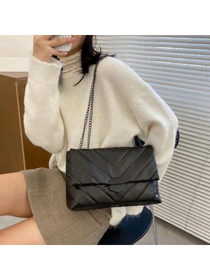 Qiuming Shop 27X19X8CM B Stili Perçin Zincir Tasarımcısı Pu Deri Kadınlar Için Crossbody Çanta Moda Omuz Çantası Bayan Lüks Küçük Kadın Çanta (Yurt Dışından)