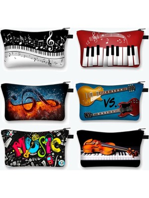 Qiuming Shop SHZBJAZZ24CW Tarzı Müzik Notları Kozmetik Durumda Kadın Makyaj Çantaları Piyano Gitar Bayanlar Seyahat Için Saklama Torbaları Kadın Kozmetik Organizatörleri Çantası (Yurt Dışından)