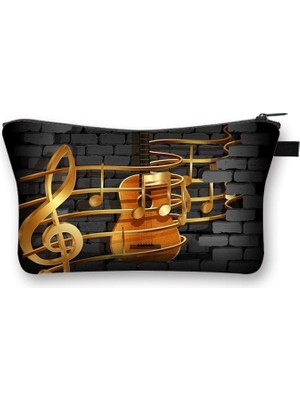 Qiuming Shop SHZBJAZZ24CW Tarzı Müzik Notları Kozmetik Durumda Kadın Makyaj Çantaları Piyano Gitar Bayanlar Seyahat Için Saklama Torbaları Kadın Kozmetik Organizatörleri Çantası (Yurt Dışından)