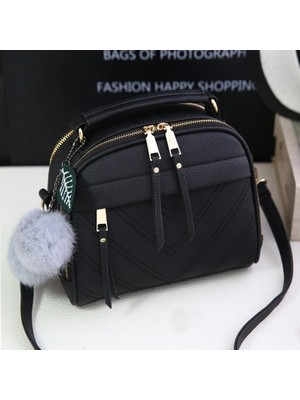 Qiuming Shop B Kahverengi Tarzı Pu Deri Çanta Kadınlar Için Moda Postacı Çantaları Femme Eğimli Omuz Çantaları Bayanlar Parti Crossbody Çanta Topu Püskül Bolsa (Yurt Dışından)