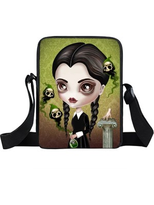 Qiuming Shop XKB-GETE19 Stili L23CM G17CM Y6CM Karikatür Gotik Kız Messenger Çanta Kadın Çanta Seyahat Için Bayanlar Omuz Çantası Tuval Crossbody Çanta Küçük Satchel Bookbag (Yurt Dışından)