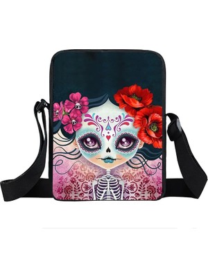 Qiuming Shop XKB-GETE19 Stili L23CM G17CM Y6CM Karikatür Gotik Kız Messenger Çanta Kadın Çanta Seyahat Için Bayanlar Omuz Çantası Tuval Crossbody Çanta Küçük Satchel Bookbag (Yurt Dışından)