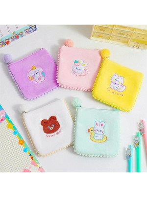 Qiuming Shop No.3 Tarzı Kızlar Kawaii Hijyenik Pedler Organizatör Kılıfı Karikatür Sevimli Ayı Tavşan Bozuk Para Cüzdanı Kozmetik Takı Şapkalar Saklama Torbaları Kılıfı (Yurt Dışından)