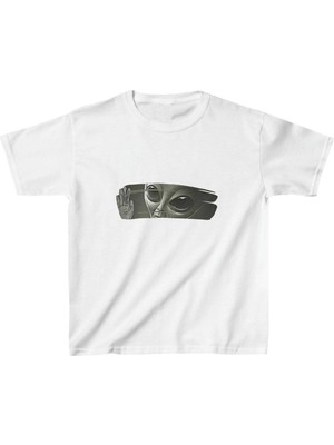 Tarz Yeri Çocuk Unisex Baskılı T-Shirt - Beyaz