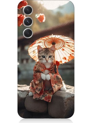 Teknomeg Samsung Galaxy A05S Uyumlu Geyşa Kıyafetli Kedi Desenli Silikon Kılıf