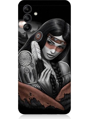 Teknomeg Samsung Galaxy M14 Uyumlu Kızılldereli Kız Dreamcatcher Desenli Silikon Kılıf