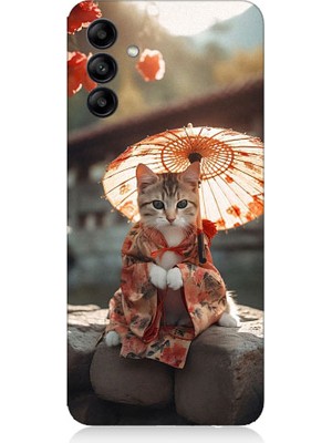 Teknomeg Samsung Galaxy A35 Uyumlu Geyşa Kıyafetli Kedi Desenli Silikon Kılıf