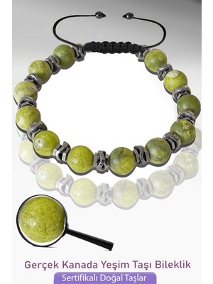 Tesbih Atölyesi Sertifikalı Gerçek Kanada Yeşim Taşı Bileklik - Ayarlamalı
