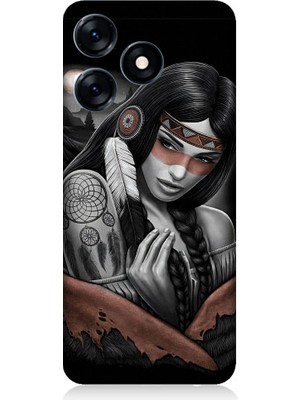 Teknomeg Tecno Spark 10 Uyumlu Kızılldereli Kız Dreamcatcher Desenli Silikon Kılıf