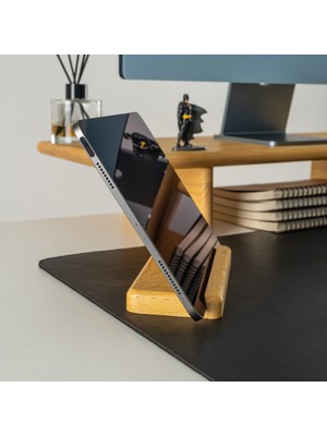 Woodsuppco Tablet Tutucu, Ahşap Tablet Standı, Masaüstü Ahşap Tablet Tutucu - Çam