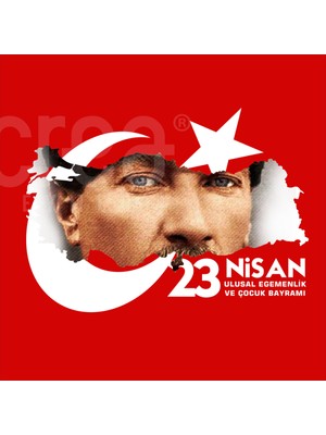 Crea Eymer Wear 23 Nisan Çocuk Bayramı Atatürk Özel Tasarım Baskılı Kırmızı Tişört