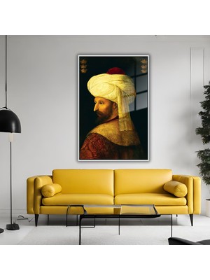 Gaagart Metal Çerçeveli Temperli Cam Tablo Fatih Sultan Mehmet Portresi