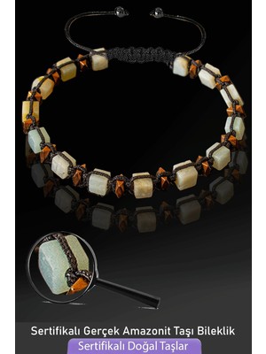 Tesbih Atölyesi Sertifikalı Küp Model Gerçek Amazonit Taşı Bileklik - Ayarlamalı