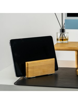 Woodsuppco Dikey Laptop Tutucu, Notebook Standı, Ahşap Laptop Tutucu, Macbook Standı -Çam