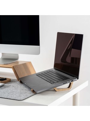 Woodsuppco Ahşap Laptop Yükseltici, Laptop Standı, Tüm Modellerle Uyumlu, Taşınabilir Notebook Standı -Ceviz