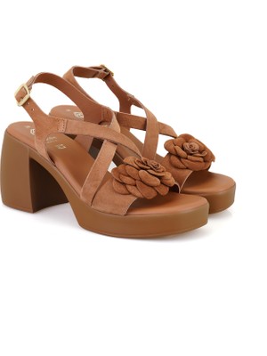 Desa Beverley Taba Kadın Topuklu Süet Deri Sandalet