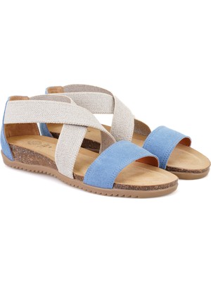 Desa Gale Mavi Kadın Süet Deri Sandalet