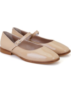 Desa Abelia Bej Kadın Mary Jane Deri Babet