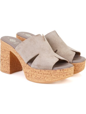 Desa Bridget Vizon Kadın Platform Topuklu Deri Terlik