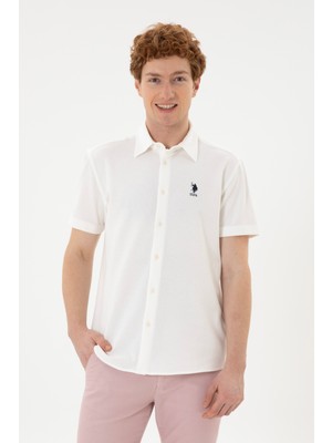 U.S. Polo Assn. Erkek Ekru Gömlek Kısa Kollu 50283788-VR019