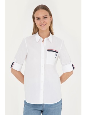 U.S. Polo Assn. Kadın Beyaz Gömlek Desenli 50283571-VR013