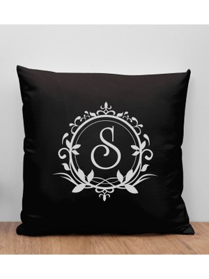 Bk Gift Kişiye Özel Harfli Premium Kumaş Siyah Yastık Kılıfı-3 (Sadece Yastık Kılıfı), Ev Dekorasyonu