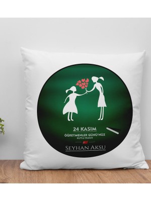 Bk Gift Kişiye Özel Öğretmenler Günü Beyaz Kırlent Yastık- 17, Öğretmene Hediye, Öğretmenler Günü