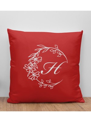 Bk Gift Kişiye Özel Harfli Premium Kumaş Kırmızı Yastık Kılıfı-4 (Sadece Yastık Kılıfı), Ev Dekorasyonu