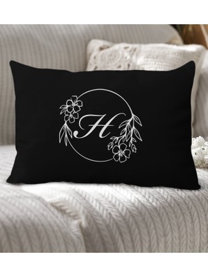 Bk Gift Kişiye Özel Harfli Premium Kumaş Siyah Dikdörtgen Yastık Kılıfı-5 (Sadece Yastık Kılıfı), Ev Dekorasyonu