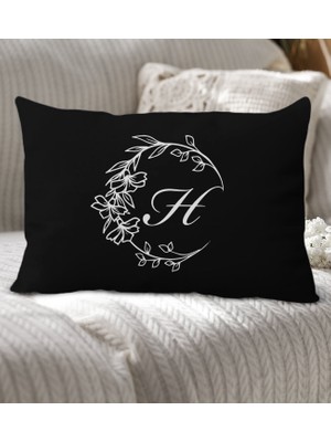 Bk Gift Kişiye Özel Harfli Premium Kumaş Siyah Dikdörtgen Yastık Kılıfı-4 (Sadece Yastık Kılıfı), Ev Dekorasyonu