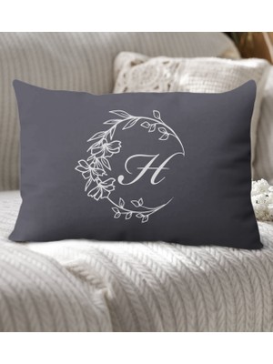 Bk Gift Kişiye Özel Harfli Premium Kumaş Antrasit Dikdörtgen Yastık Kılıfı-4 (Sadece Yastık Kılıfı), Ev Dekorasyonu
