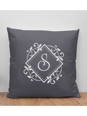 Bk Gift Kişiye Özel Harfli Premium Kumaş Antrasit Yastık Kılıfı-2 (Sadece Yastık Kılıfı), Ev Dekorasyonu