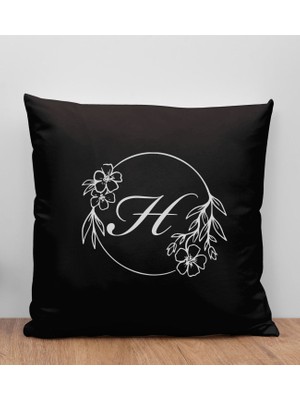 Bk Gift Kişiye Özel Harfli Premium Kumaş Siyah Kırlent Yastık-5, Arkadaşa Hediye, Ev Hediyesi, Doğum Günü Hediyesi