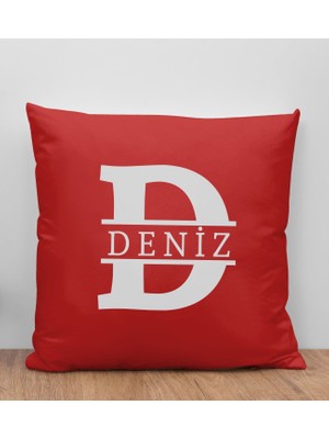 Bk Gift Kişiye Özel Harfli Premium Kumaş Kırmızı Kırlent Yastık-1, Arkadaşa Hediye, Ev Hediyesi, Doğum Günü Hediyesi