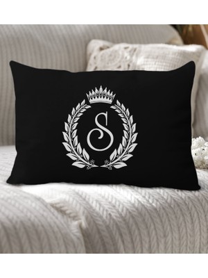 Bk Gift Kişiye Özel Harfli Premium Kumaş Siyah Dikdörtgen Yastık Kılıfı-7 (Sadece Yastık Kılıfı), Ev Dekorasyonu