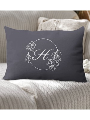 Bk Gift Kişiye Özel Harfli Premium Kumaş Antrasit Dikdörtgen Yastık Kılıfı-5 (Sadece Yastık Kılıfı), Ev Dekorasyonu